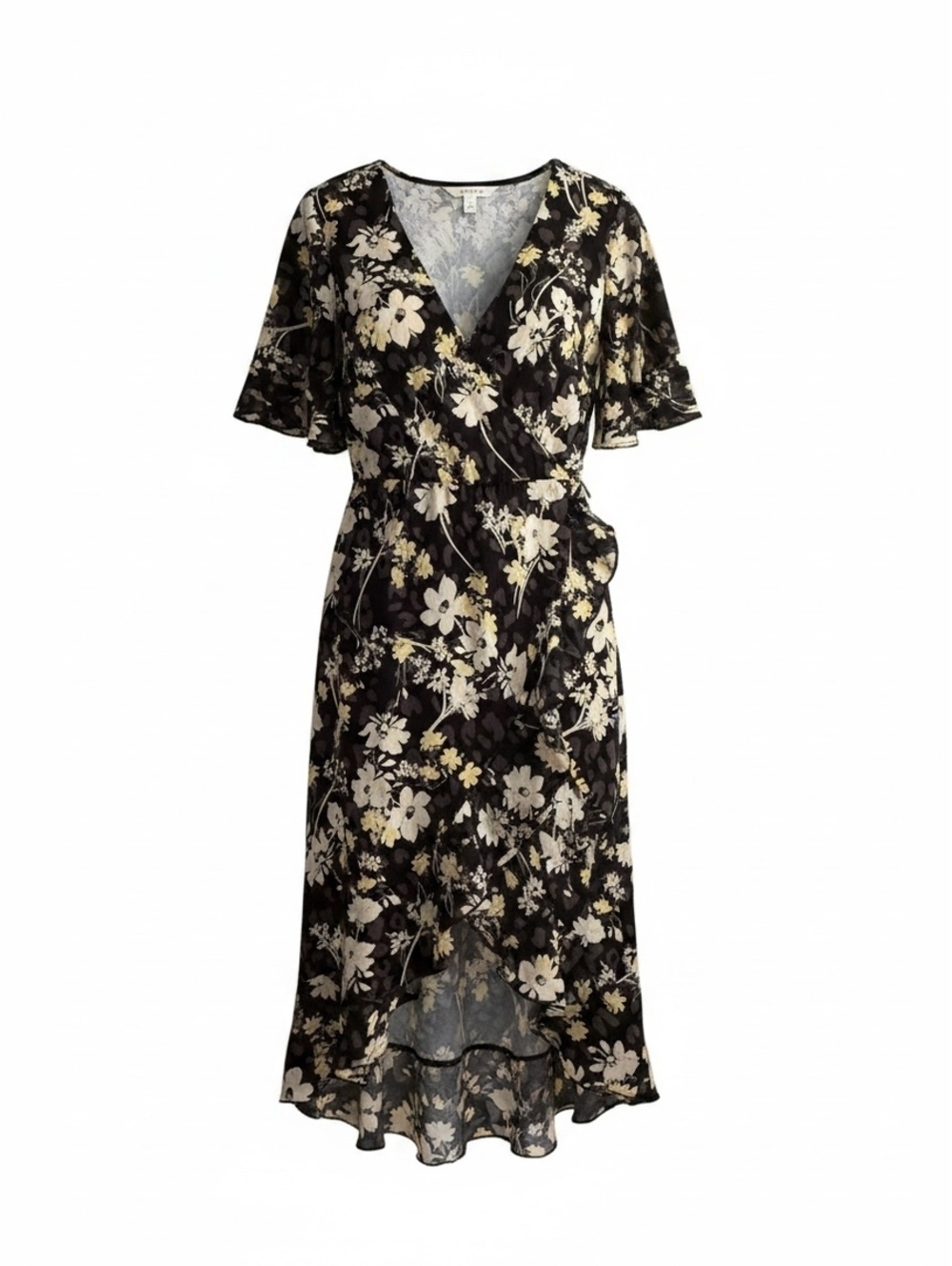Cato Floral Wrap Dress Black XL